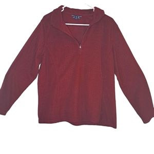Lands' End Quarter Zip Pullover Burgundy Fleece Size XL